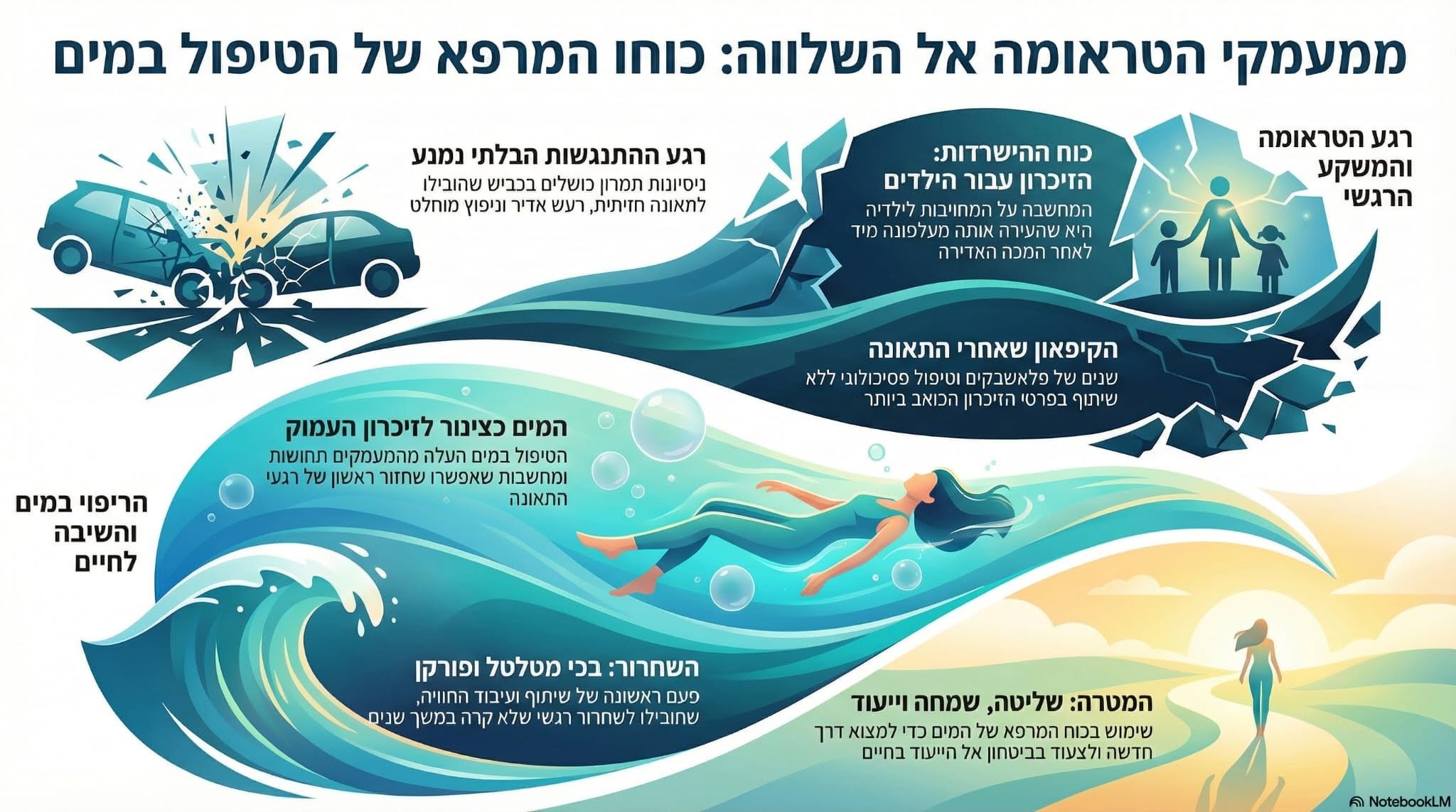 אינפוגרפיקה — ממעמקי הטראומה אל השלווה: כוחו המרפא של הטיפול במים